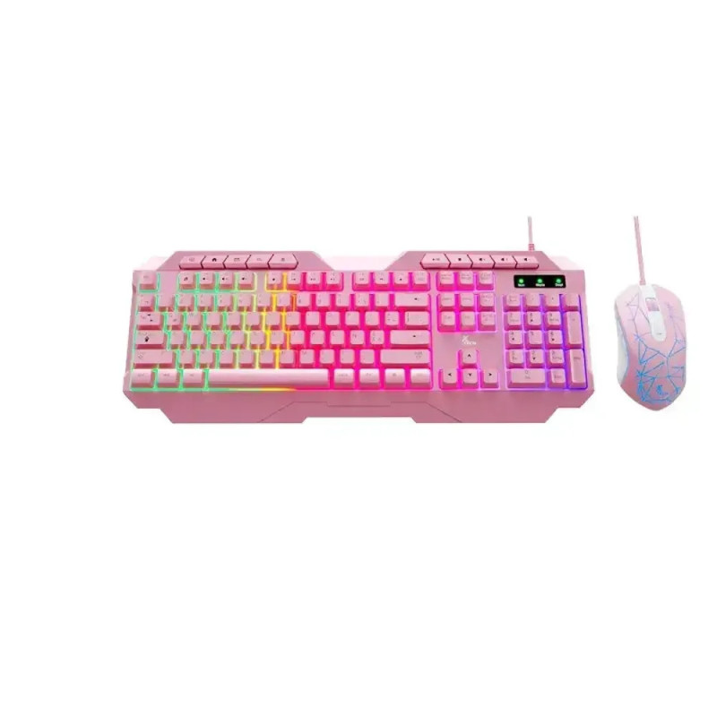 Xtech - Keyboard and mouse set - Wired - Spanish - USB - Pink - Gaming-XTK-540S