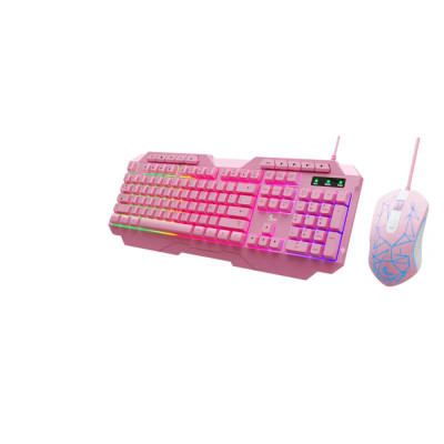 Xtech - Keyboard and mouse set - Wired - Spanish - USB - Pink - Gaming-XTK-540S