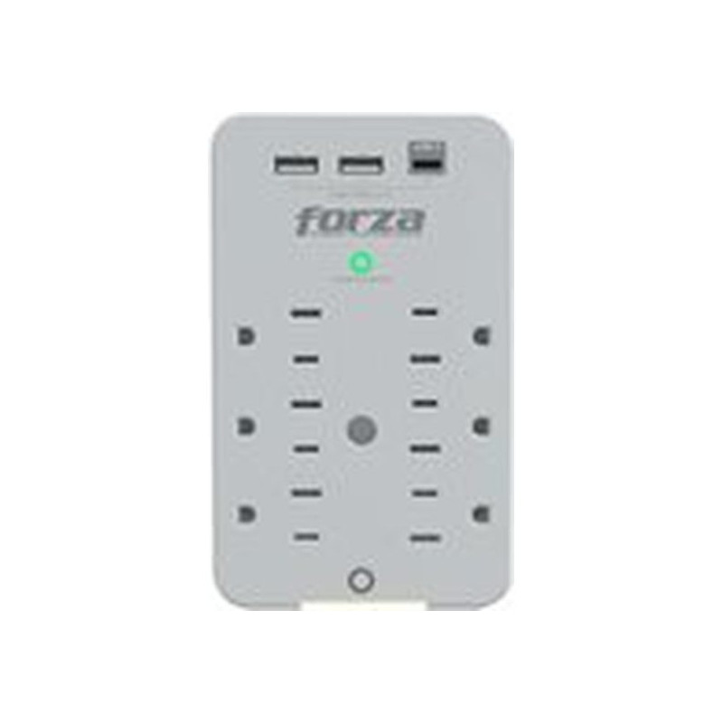 Forza FWT-631USBC - Protector contra sobretensiones (montaje en pared) - CA 125 V - 1875 vatios - conectores de salida: 6 - blan