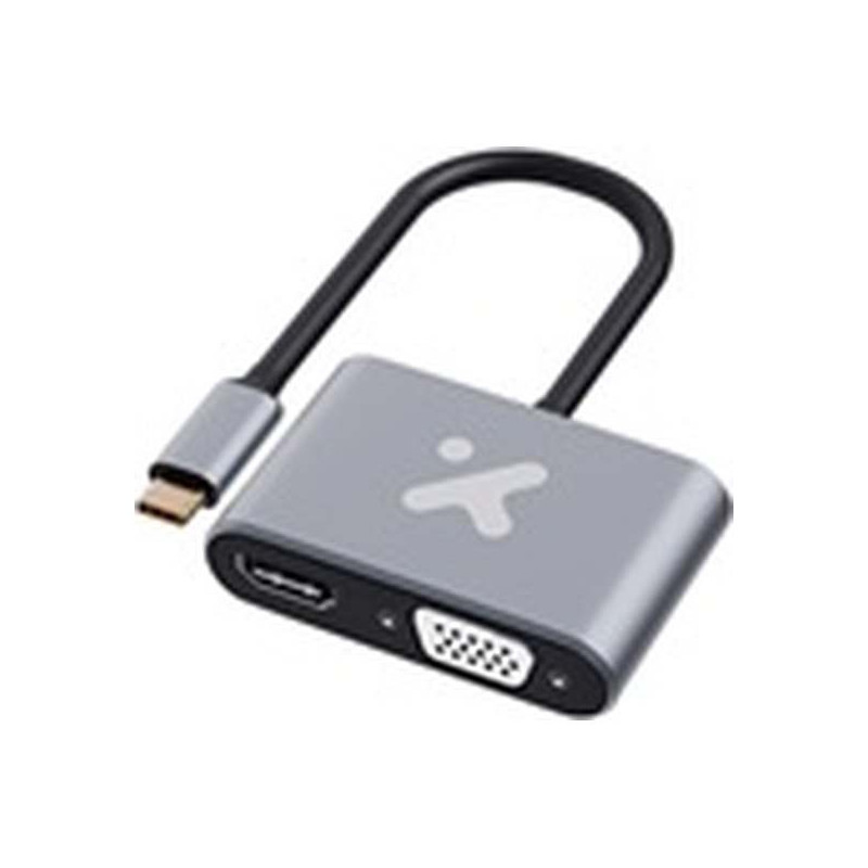 Xtech - Video adapter - USB Type C - HDMI female   VGA female - Aluminum - 2 in 1 XTC-542