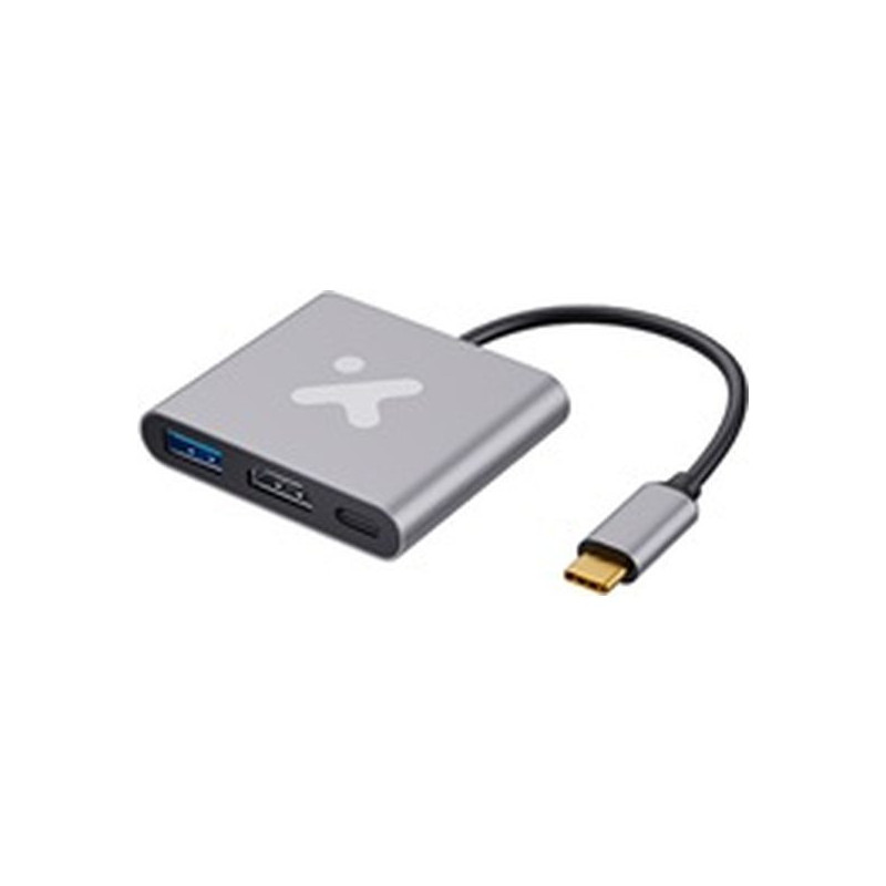 Xtech - Video adapter - USB Type C - HDMI (f) Type C(f) USB 3.0(f) - Aluminum - 3 in one XTC-566
