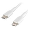 Belkin BoostCharge - Cable Lightning - 24 pin USB-C macho a Lightning macho - 1 m - blanco - suministro de potencia USB (18W)