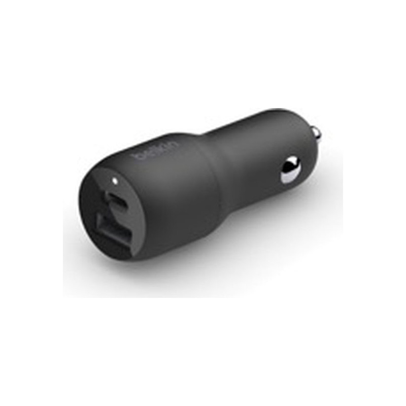 Belkin Dual Car Charger - Adaptador de corriente para el coche - 37 vatios - PD 3.0 - 2 conectores de salida (USB, 24 pin USB-C)