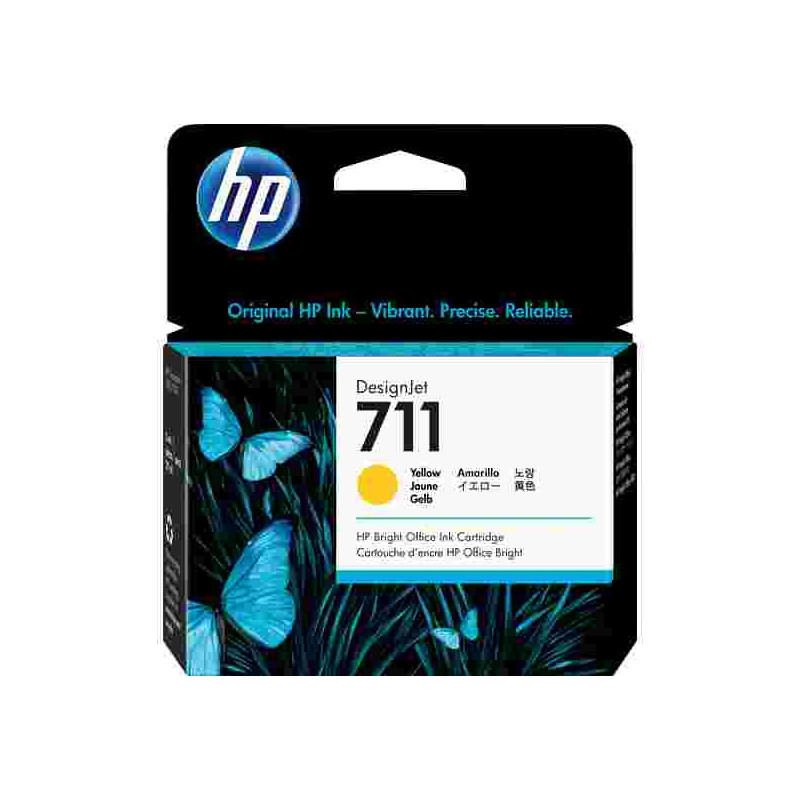 HP 711 - 29 ml - amarillo - original - DesignJet - cartucho de tinta - para DesignJet T100, T120, T120 ePrinter, T125, T130, T52